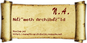 Németh Archibáld névjegykártya